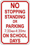 No stopping standing parking sign